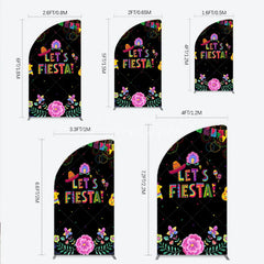 Aperturee - Aperturee Lets Fiesta Mexican Theme Holiday Half Moon Arch Backdrop Sombrero and Fireworks Party Cover