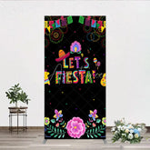 Aperturee - Aperturee Lets Fiesta Mexican Theme Holiday Rectangle Backdrop Sombrero and Fireworks Party Cover