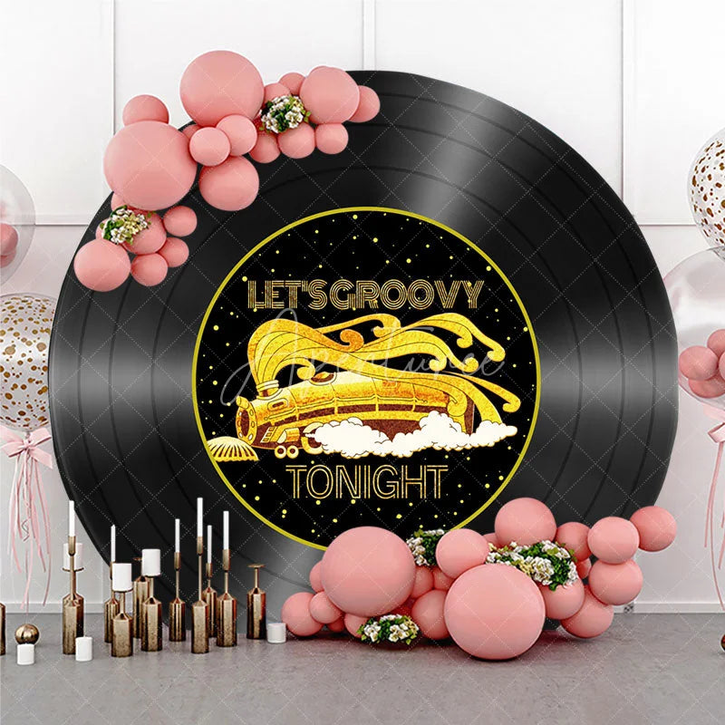 Aperturee - Aperturee Let’s Groovy Tonight 70s Round Backdrop Soul Train Inspired Disco Party Retro Funk Music Birthday Decor