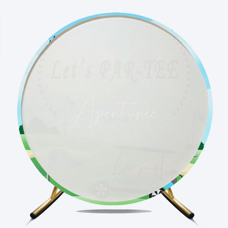 Aperturee Aperturee Let’s Par Tee Golf Themed Birthday Round Backdrop Fun Sports Party for Him Green Golf Course Photo Prop Decor