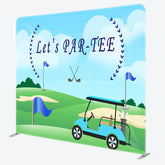 Aperturee - Aperturee Let’s Par-Tee Golf Themed Square Tension Backdrop Fun Sports Party for Him Green Golf Course Photo Prop Decor