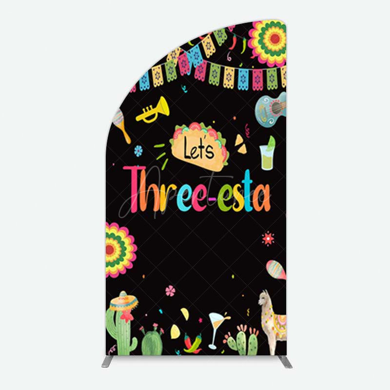 Aperturee Aperturee Lets Three Esta Mexican Taco Birthday Half Moon Arch Backdrop