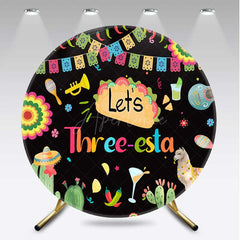 Aperturee Aperturee Lets Three Esta Mexican Taco Round Birthday Backdrop