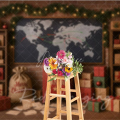 Aperturee - Aperturee Letters to Santa Photography Backdrop Christmas Mailroom Workshop Holiday Mini Session Photo Background