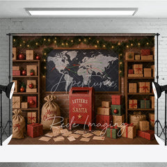 Aperturee - Aperturee Letters to Santa Photography Backdrop Christmas Mailroom Workshop Holiday Mini Session Photo Background