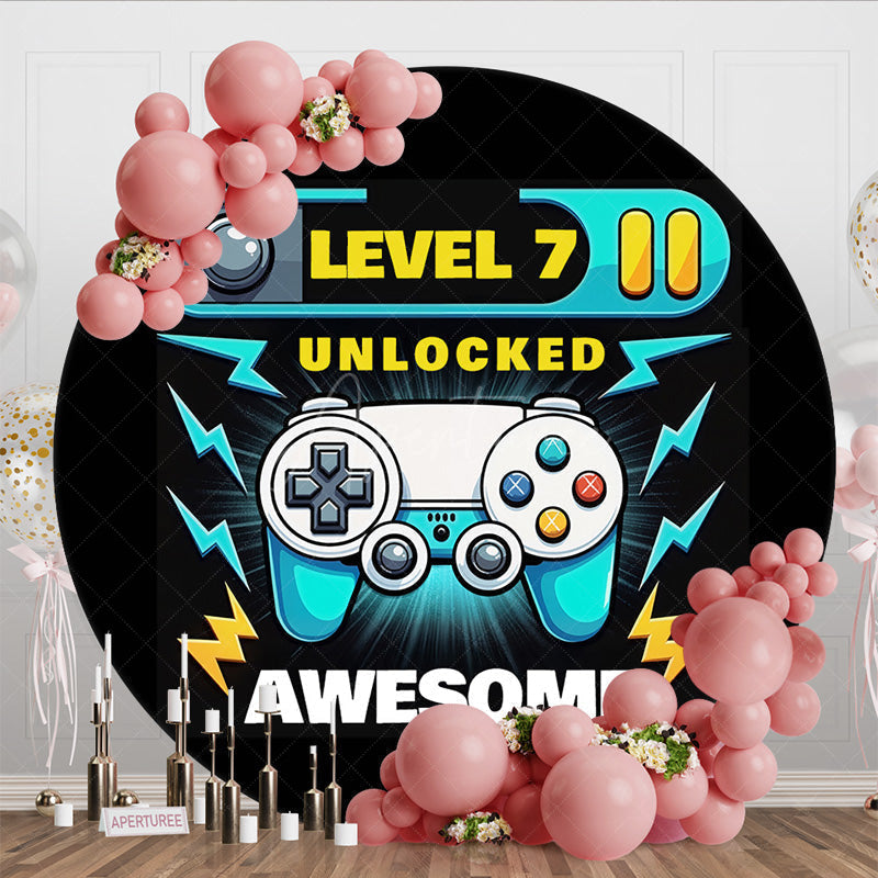 Aperturee - Aperturee Level 7 Game On Awesome Circle Birthday Backdrop