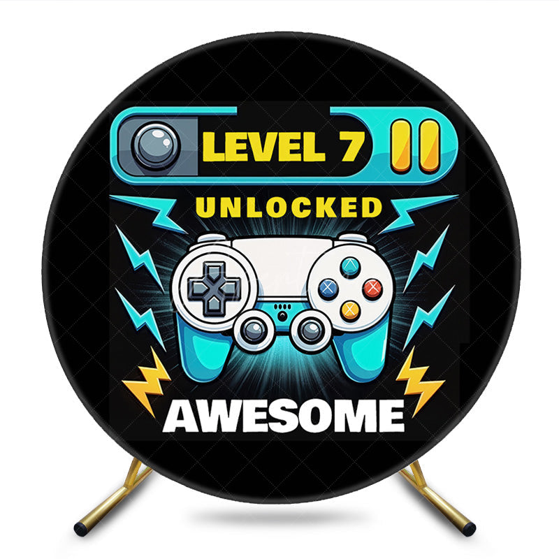 Aperturee - Aperturee Level 7 Game On Awesome Circle Birthday Backdrop