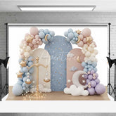 Aperturee - Aperturee Libra Zodiac Photography Backdrop Gold Scales and Pastel Clouds Birthday Party Background