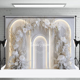 Aperturee - Aperturee Lighed Pure White Arch Wall Floral Wedding Backdrop
