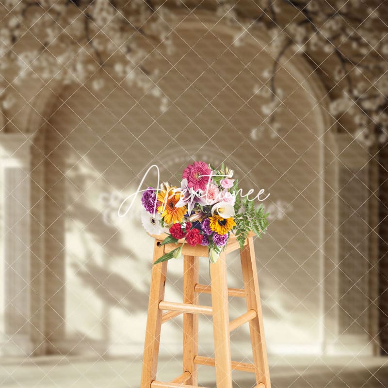 Aperturee - Aperturee Light And Shadow Arch Wall Floral Photography Backdrop