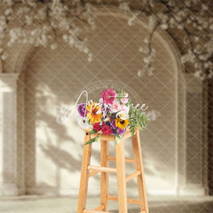 Aperturee - Aperturee Light And Shadow Arch Wall Floral Photography Backdrop