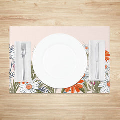 Aperturee - Aperturee Light and Sweet Pink Floral Placemats Set of 4 for Elegant Spring Wedding and Bridal Shower Decor