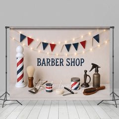 Aperturee - Aperturee Light Barber Shop Baby Boy Cake Smash Photo Backdrop