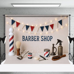 Aperturee - Aperturee Light Barber Shop Baby Boy Cake Smash Photo Backdrop