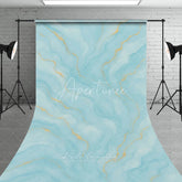 Aperturee - Aperturee Light Blue and Gold Abstract Watercolor Fluid Sweep Backdrop Elegant Marble Texture for Photography Studio
