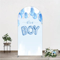 Aperturee - Aperturee Light Blue and White Balloons It’s a Boy Round Top Arch Backdrop Baby Shower Gender Reveal Party Decoration