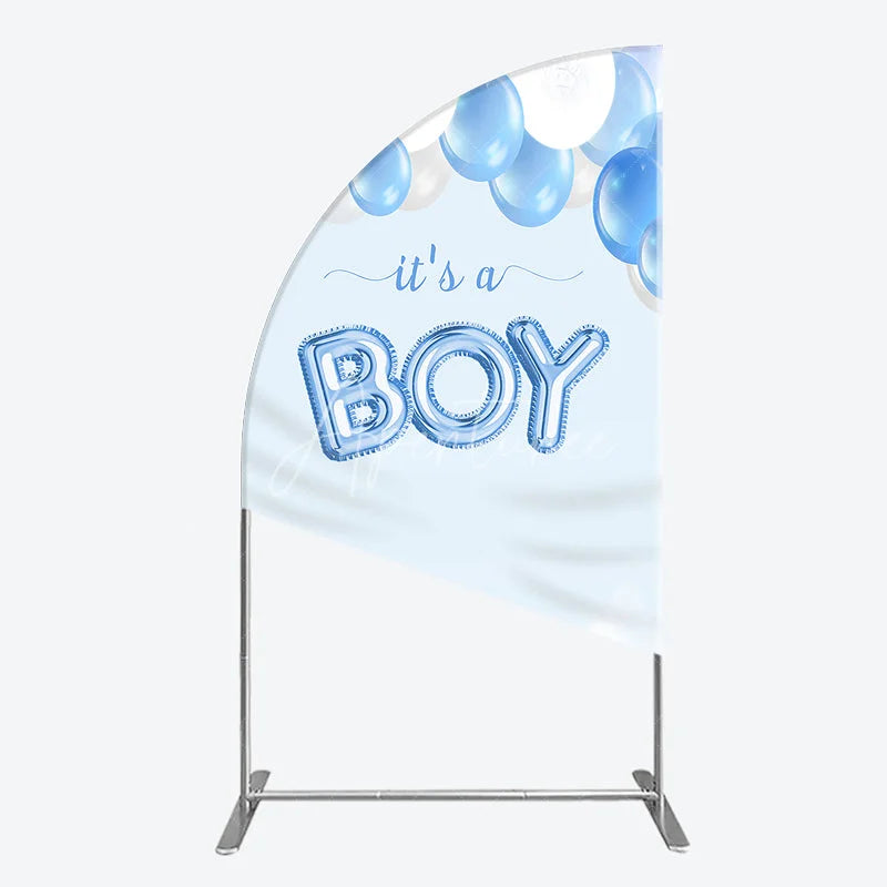 Aperturee - Aperturee Light Blue and White Balloons Its a Boy Half Moon Arch Backdrop Baby Shower Gender Reveal Party Decor