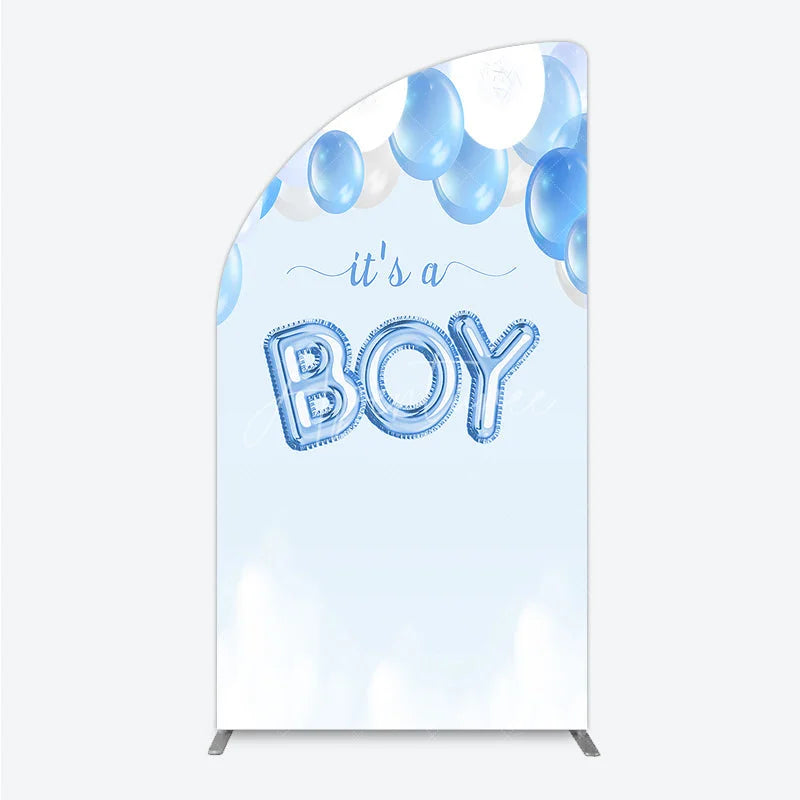 Aperturee - Aperturee Light Blue and White Balloons Its a Boy Half Moon Arch Backdrop Baby Shower Gender Reveal Party Decor