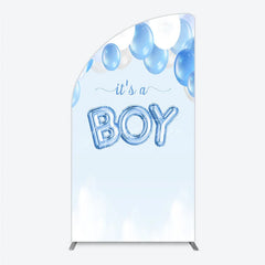 Aperturee - Aperturee Light Blue and White Balloons Its a Boy Half Moon Arch Backdrop Baby Shower Gender Reveal Party Decor