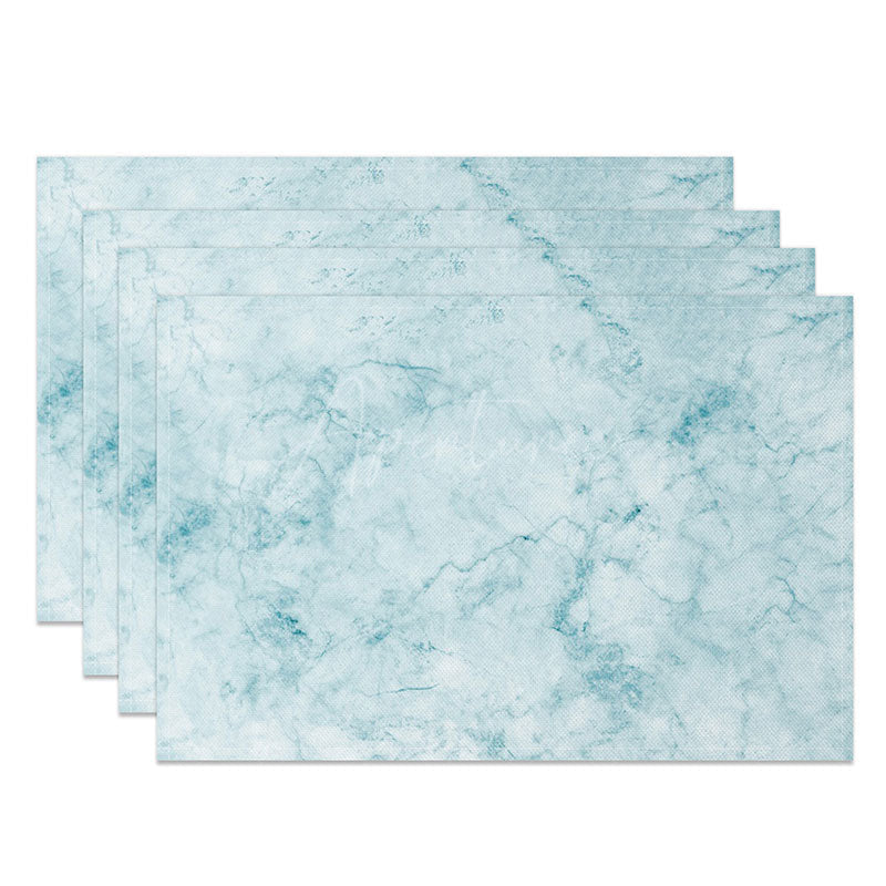 Aperturee - Aperturee Light Blue and White Marble Placemats Set of 4 Elegant Stone Texture for Kitchen and Dining Decor