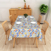 Aperturee - Aperturee Light Blue Daisy Floral Rectangle Tablecloth Orange Yellow Flower Dining Table Cover for Party