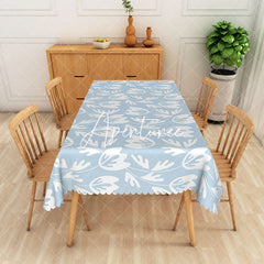 Aperturee - Aperturee Light Blue Florals Smiple Rectangle Tablecloth