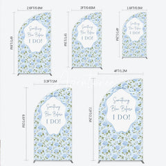 Aperturee - Aperturee Light Blue Hydrangea Floral Something Blue Before I Do Half Moon Arch Backdrop Elegant Wedding Decor