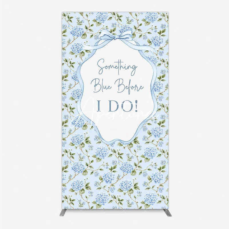 Aperturee - Aperturee Light Blue Hydrangea Floral Something Blue Before I Do Rectangle Arch Backdrop Wedding Bridal Shower Decor