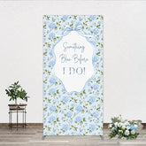 Aperturee - Aperturee Light Blue Hydrangea Floral Something Blue Before I Do Rectangle Arch Backdrop Wedding Bridal Shower Decor