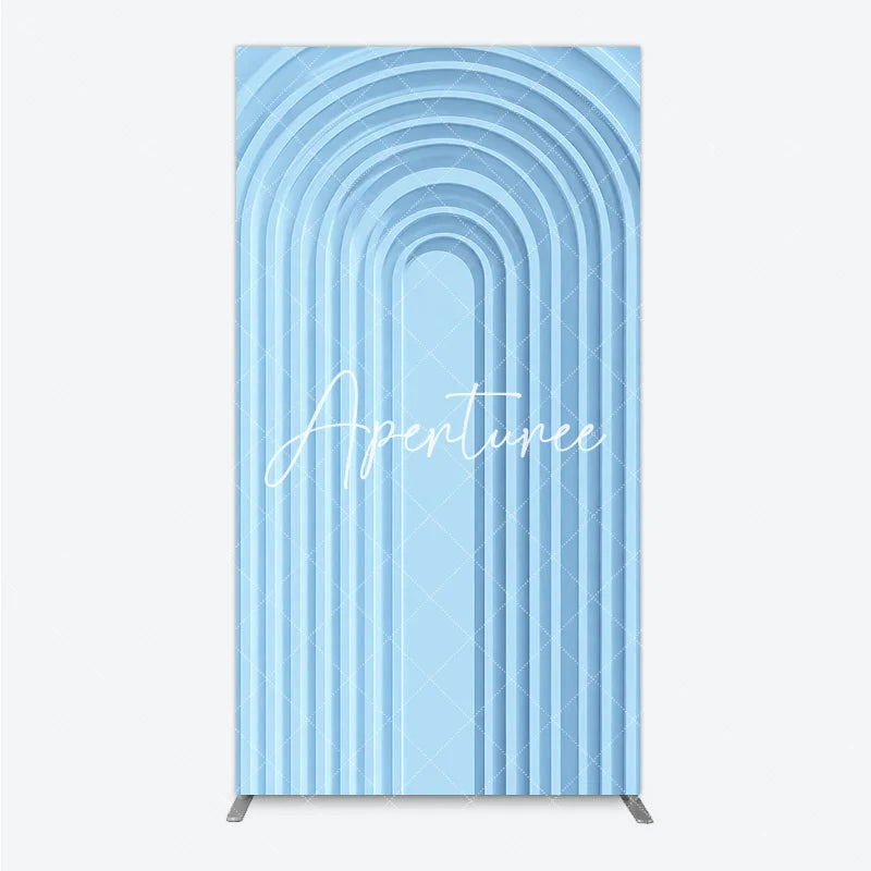 Aperturee - Aperturee Light Blue Layered Geometric Arch Rectangle Arch Backdrop Modern Minimalist 3D Design Decor