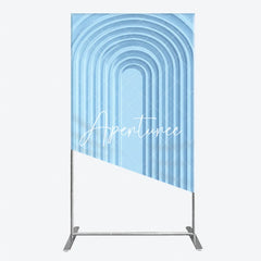 Aperturee - Aperturee Light Blue Layered Geometric Arch Rectangle Arch Backdrop Modern Minimalist 3D Design Decor
