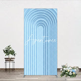 Aperturee - Aperturee Light Blue Layered Geometric Arch Rectangle Arch Backdrop Modern Minimalist 3D Design Decor