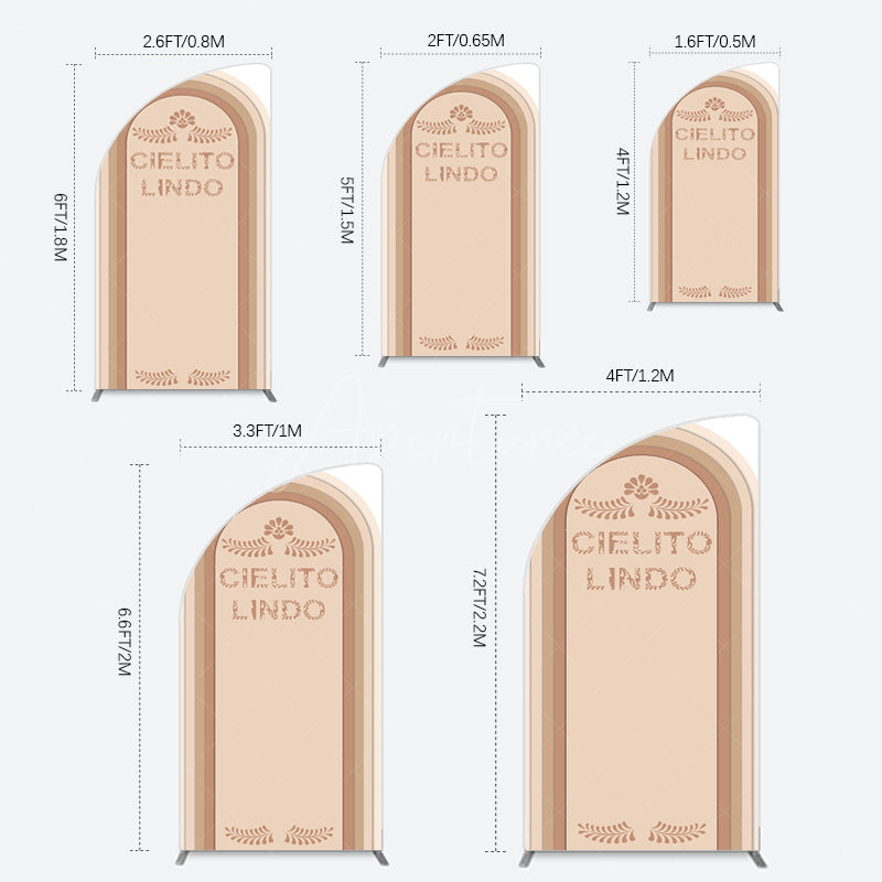 Aperturee - Aperturee Light Brown Leaf Cielito Lindo Birthday Half Moon Arch Backdrop