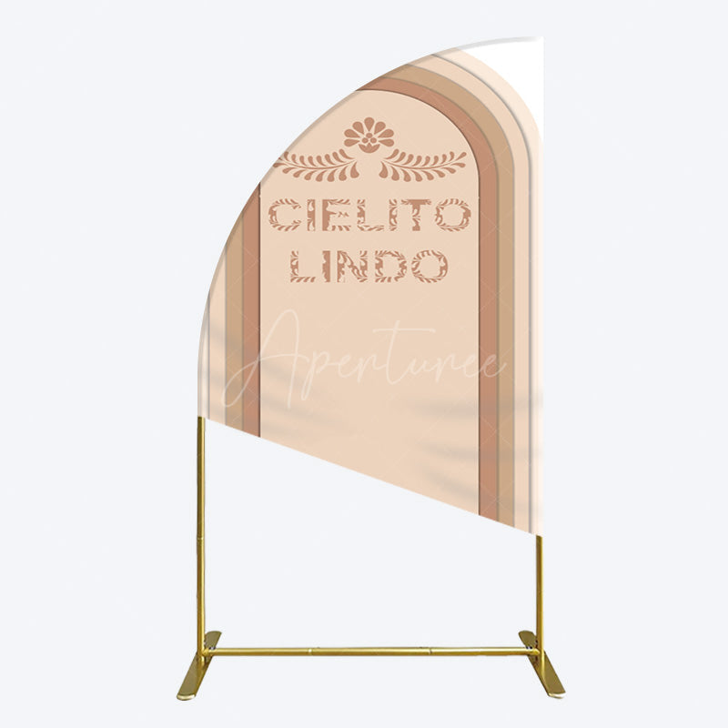 Aperturee - Aperturee Light Brown Leaf Cielito Lindo Birthday Half Moon Arch Backdrop