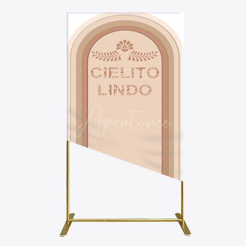 Aperturee - Aperturee Light Brown Leaf Cielito Lindo Birthday Rectangle Backdrop