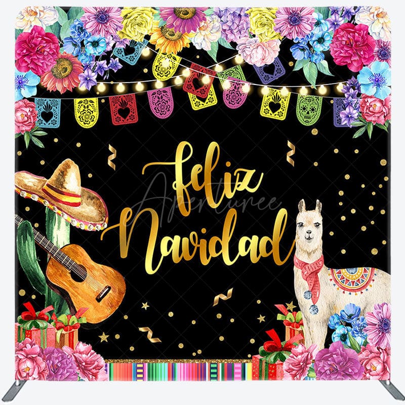 Aperturee - Aperturee Light Floral Lamp Feliz Navidad Pillow Case Backdrop
