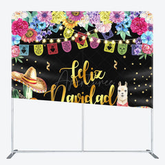 Aperturee - Aperturee Light Floral Lamp Feliz Navidad Pillow Case Backdrop