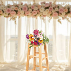 Aperturee - Aperturee Light Floral Pink Arch Window Sweet Wedding Backdrop
