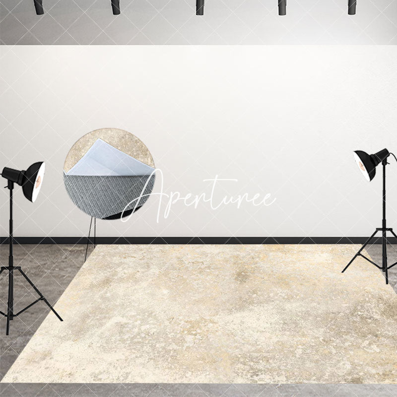 Aperturee - Aperturee Light Gold White Abstract Txture Fabric Floor Mat