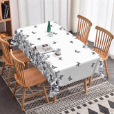Aperturee - Aperturee Light Gray Butterfly and Floral Rectangle Tablecloth Elegant Scalloped Edge Dining Decor for Home
