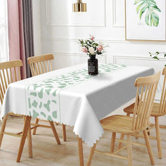 Aperturee - Aperturee Light Green Abstract Animal Print Rectangle Tablecloth Minimalist Spot Pattern Kitchen Dining Table Cover for Home