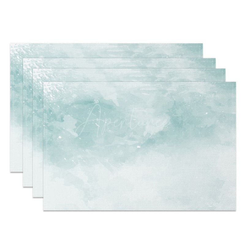 Aperturee - Aperturee Light Green Grey Mixed Abstract Set of 4 Placemats