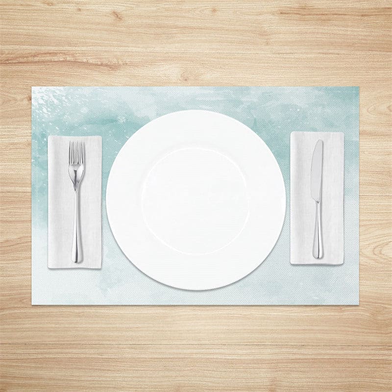 Aperturee - Aperturee Light Green Grey Mixed Abstract Set of 4 Placemats