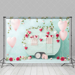 Aperturee - Aperturee Light Green Motorhome Rose Valentines Day Backdrop