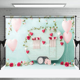 Aperturee - Aperturee Light Green Motorhome Rose Valentines Day Backdrop