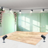 Aperturee - Aperturee Light Green Vintage Wall Floral Room Set Backdrop