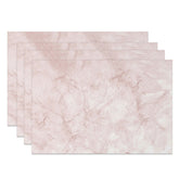 Aperturee - Aperturee Light Pink and White Marble Placemats Set of 4 Elegant Stone Texture for Modern and Glam Dining