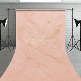 Aperturee - Aperturee Light Pink Textured Sweep Backdrop with Gold Accents Elegant Abstract Photography Background for Portraits
