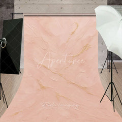 Aperturee - Aperturee Light Pink Textured Sweep Backdrop with Gold Accents Elegant Abstract Photography Background for Portraits