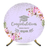 Aperturee - Aperturee Light Purple Floral Round Congrats Grad Backdrop